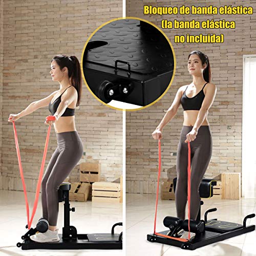 COSTWAY Máquina para Sentadillas Profundas Altura Ajustable Ejercicios Entrenador de Piernas para Gimnasio Hogar Carga hasta 120kg