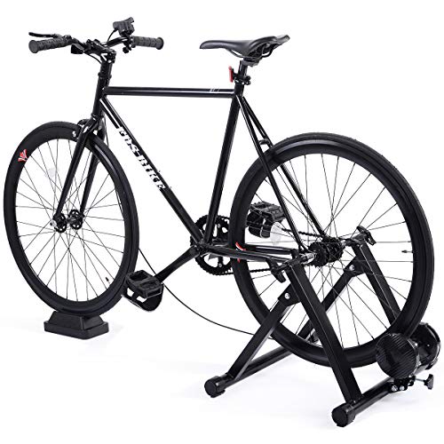 COSTWAY Rodillo Magnético Entrenamiento Bicicleta de Acero Resistencia Plegable Carga hasta 150kg Negro