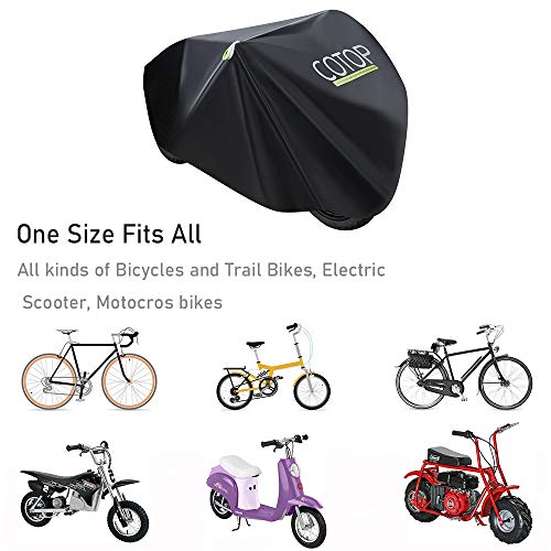 COTOP Funda para Bicicleta, 210T Cubierta Impermeable para Bicicleta Protección UV Anti Polvo Lluvia con Orificios de Bloqueo para Bicicleta de montaña/Bicicleta de Carretera/Bicicleta de Ruta