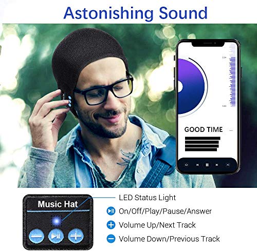 COTOP Gorro Bluetooth 5.0 Regalos originales, regalo para hombres, mujeres, cálido y suave gorro de invierno con música y auriculares inalámbricos estéreo HD para deportes al aire libre