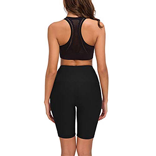 COTOP Pantalones Cortos de Yoga para Correr, Pantalones Cortos Deportivos de Cintura Alta con Bolsillos Laterales para Mujeres (L)