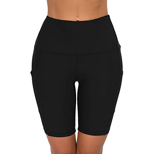 COTOP Pantalones Cortos de Yoga para Correr, Pantalones Cortos Deportivos de Cintura Alta con Bolsillos Laterales para Mujeres (M)