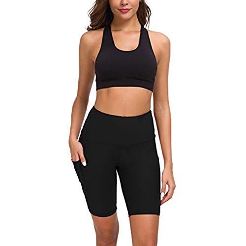 COTOP Pantalones Cortos de Yoga para Correr, Pantalones Cortos Deportivos de Cintura Alta con Bolsillos Laterales para Mujeres (M)