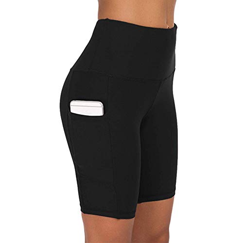 COTOP Pantalones Cortos de Yoga para Correr, Pantalones Cortos Deportivos de Cintura Alta con Bolsillos Laterales para Mujeres (XL)