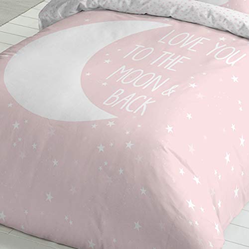 COTTON ARTean Funda Nordica Infantil/Juvenil Reversible Moon Pink Cama de 90 COTTON ARTean Funda Nordica Infantil/Juvenil Reversible Moon Pink Cama de 90