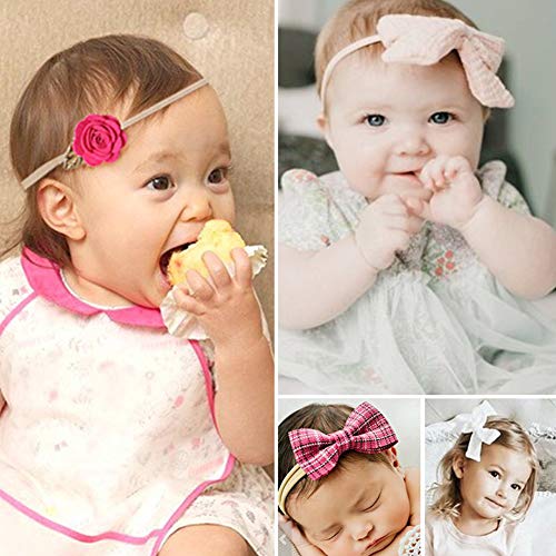 COUXILY Cintas Pelo Bebe Niña 10 Pcs Multicolor Suave Elásticas Diademas Bebe Niña Recien Nacida Turbantes Para Bebe Niñas (C)