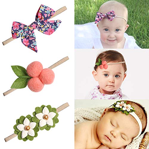 COUXILY Cintas Pelo Bebe Niña 10 Pcs Multicolor Suave Elásticas Diademas Bebe Niña Recien Nacida Turbantes Para Bebe Niñas (C)