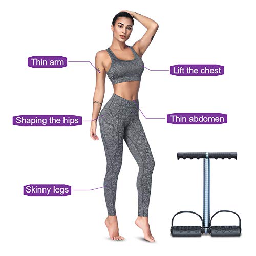 COVVY Elastic Sit Up Cuerda De Tracción Tensión De Primavera Pedal De Pie Abdomen Ejercitador De Piernas Tummy Trimmer Equipment Bodybuilding Expander para Entrenamiento De Yoga Físico (Negro)