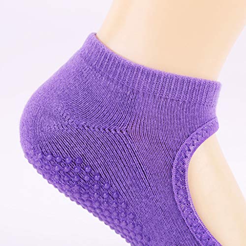 COZOCO Mujer Baile Deporte Yoga Pilates Apretones Antideslizantes Ballet Calcetines Cortos (una talla, A)