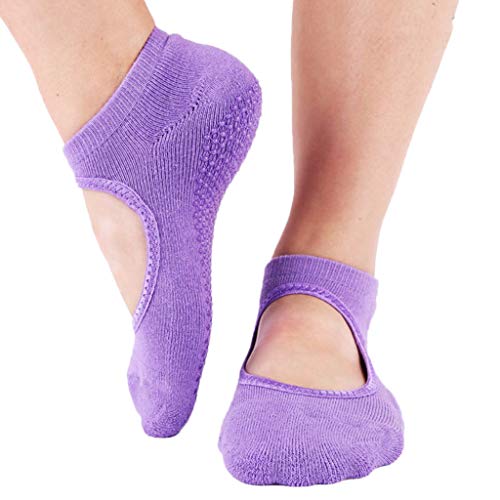 COZOCO Mujer Baile Deporte Yoga Pilates Apretones Antideslizantes Ballet Calcetines Cortos (una talla, A)