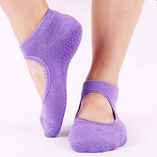 COZOCO Mujer Baile Deporte Yoga Pilates Apretones Antideslizantes Ballet Calcetines Cortos (una talla, A)