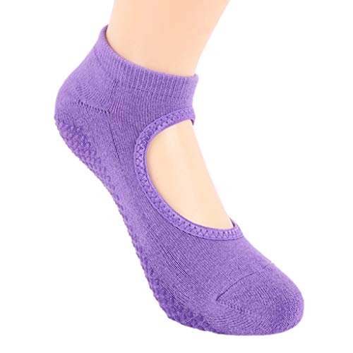 COZOCO Mujer Baile Deporte Yoga Pilates Apretones Antideslizantes Ballet Calcetines Cortos (una talla, A)