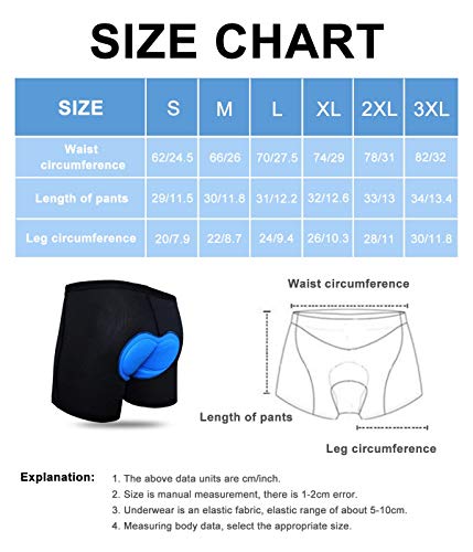 COZONE Pantalón Corto para Bicicleta Hombre Pantalón Corto para Hacer Ciclismo 3D Gel Ropa Interior de Bicicleta MTB Acolchado Pantalónes Cortos Antideslizantes y Transpirables (XL)