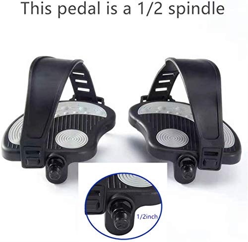 COZYROOMY Pedales de Bicicleta estática con Correa Ajustable para Pedales de Bicicleta estática de Interior para Todos los husillos de 9/16 y 1/2 Pulgada. 6 Meses de Garantia (1/2) COZYROOMY Pedales de Bicicleta estática con Correa Ajustable para Pedales de Bicicleta estática de Interior para Todos los husillos de 9/16 y 1/2 Pulgada. 6 Meses de Garantia (1/2)