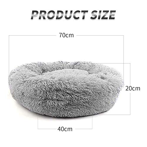 Cozywind Cama para Perros y Gatos,Mascotas Calentito Cojín Redondo Suave de Felpa (70cm, Gris Claro)