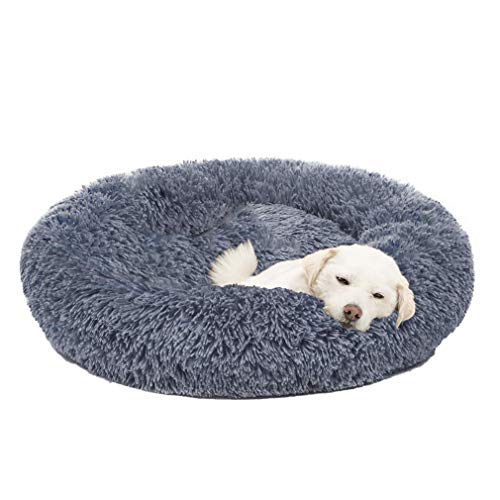 Cozywind Cama para Perros y Gatos,Mascotas Calentito Cojín Redondo Suave de Felpa (70cm, Gris Oscuro)