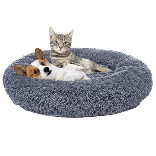 Cozywind Cama para Perros y Gatos,Mascotas Calentito Cojín Redondo Suave de Felpa (70cm, Gris Oscuro)