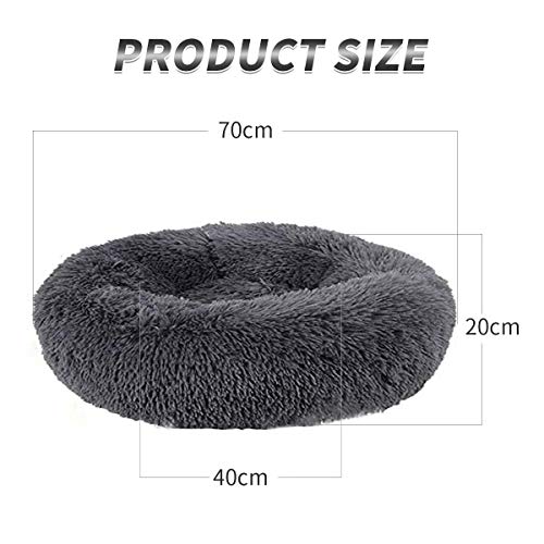 Cozywind Cama para Perros y Gatos,Mascotas Calentito Cojín Redondo Suave de Felpa (70cm, Gris Oscuro)