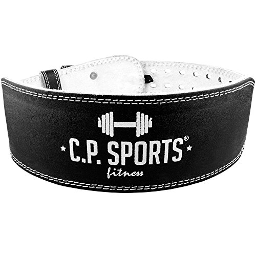 C.P. Sports - Cinturón para Levantamiento de Pesas (Piel, Talla XS-XXL), Color Negro