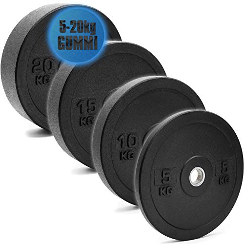 C.P. Sports Discos de pesas para barra, olímpicos, 50 mm, goma, 5 mm, para pesas de 5, 10, 15, 20 kg, 20 kg - Paar