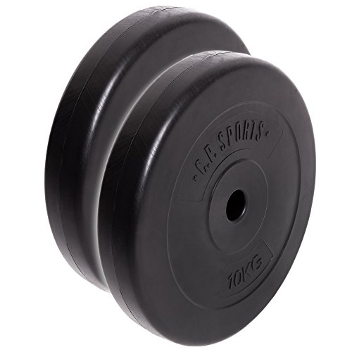 C.P. Sports Par de discos de pesas de plástico entre 0,5 kg y 15 kg, con orificio de 30 mm, 1 KG Paar