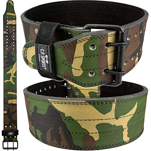 C.P. Sports Powerlifting - Cinturón de entrenamiento para levantamiento de pesas, color verde camuflaje (68-94 cm)