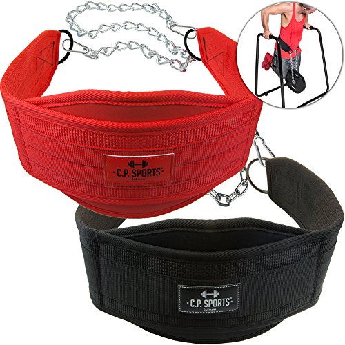 C.P. Sports Trainings Dip - Cinturón para dip (cadena larga, talla única), color negro o rojo C.P. Sports Trainings Dip - Cinturón para dip (cadena larga, talla única), color negro o rojo