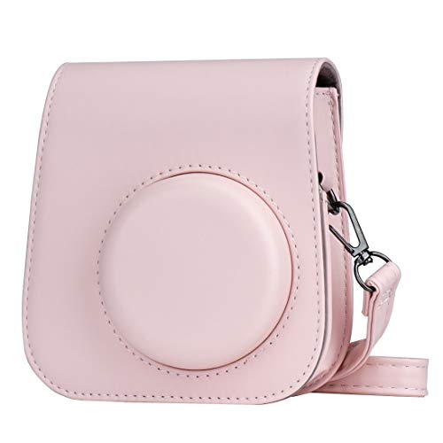 Cpano PU Funda de Cuero para cámara para Fujifilm Instax Mini 11 Cámara instantánea con Correa y Bolsillo Ajustables. (Rosa)