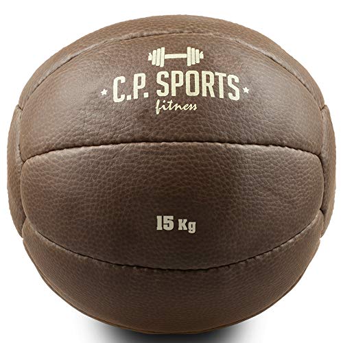 C.P.Sports Bad Company K5 - Balón medicinal (piel, 0,5 kg, 1 kg, 2 kg, 3 kg, 4 kg, 5 kg, 6 kg, 7 kg, 8 kg, 9 kg, 10 kg, 12,5 kg, 15 kg), color marrón