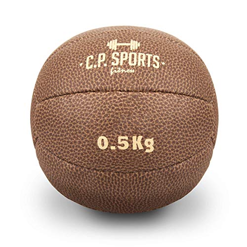 C.P.Sports Bad Company K5 - Balón medicinal (piel, 0,5 kg, 1 kg, 2 kg, 3 kg, 4 kg, 5 kg, 6 kg, 7 kg, 8 kg, 9 kg, 10 kg, 12,5 kg, 15 kg), color marrón