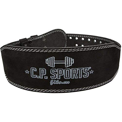 C.P.Sports Cinturón de Entrenamiento Deportivo, para Levantador de Pesas, Hombre y Mujer, Extra Ancho, para Deportes de Fuerza, Culturismo, Fitness - Negro, estándar, M = 74 – 99 cm