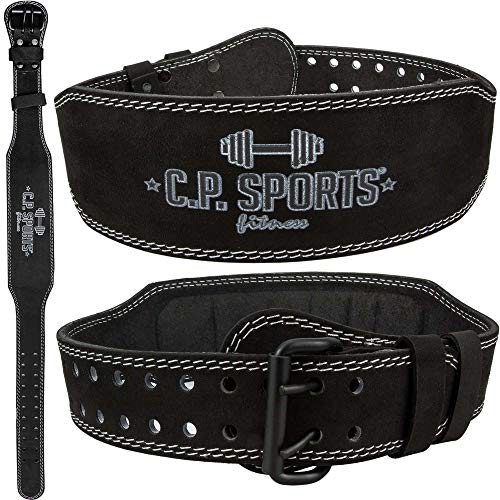 C.P.Sports Cinturón de Entrenamiento Deportivo, para Levantador de Pesas, Hombre y Mujer, Extra Ancho, para Deportes de Fuerza, Culturismo, Fitness - Negro, estándar, M = 74 – 99 cm