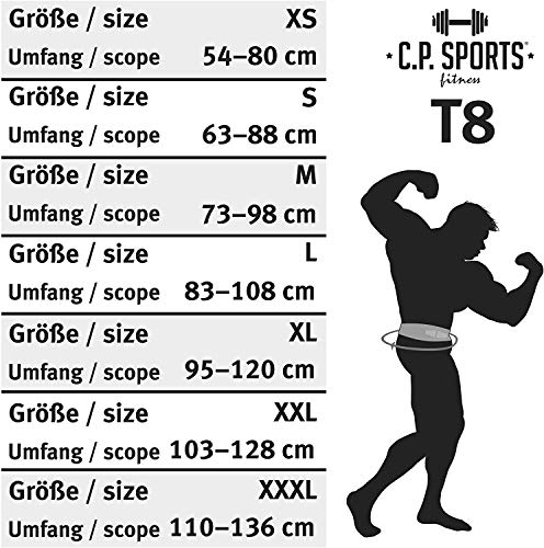 C.P.Sports Cinturón de levantamiento de pesas profesional para levantamiento de pesas, con hebilla de potencia, color rojo, negro, militar (cierre de pinza, S = 63-88 cm)