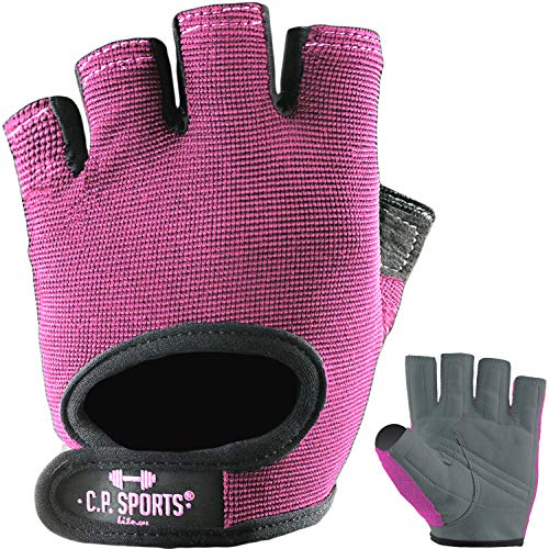 C.P.Sports Guantes Power All Fitness – Guantes de entrenamiento lavables para culturismo, deportes de fuerza, fitness, crossfit, ciclismo, deportes, color rosa S