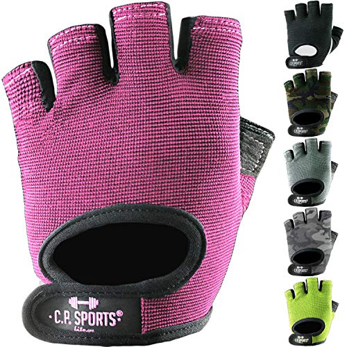 C.P.Sports Guantes Power All Fitness – Guantes de entrenamiento lavables para culturismo, deportes de fuerza, fitness, crossfit, ciclismo, deportes, color rosa S