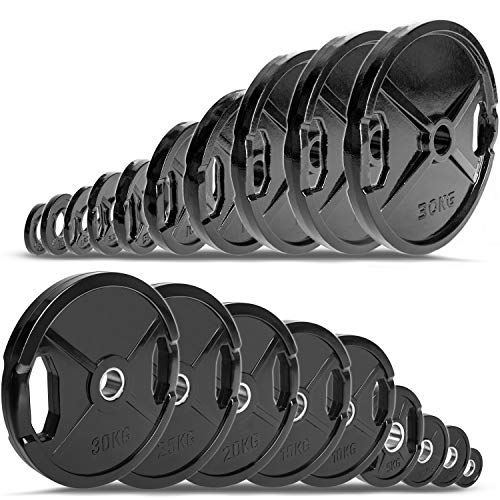 C.P.Sports olímpico Discos de peso 50 mm como pares - hierro fundido o engomado, 0,5 kg - 30 kg con mango agujero para levantamiento de pesas, 1 par de discos de fundición de goma, tamaño 0,5 kg C.P.Sports olímpico Discos de peso 50 mm como pares - hierro fundido o engomado, 0,5 kg - 30 kg con mango agujero para levantamiento de pesas, 1 par de discos de fundición de goma, tamaño 0,5 kg