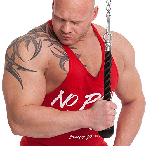 C.P.Sports One Hand Triceps Rope + Carabiner, Bodybuilding Fitness Strength Training Gym Accessories