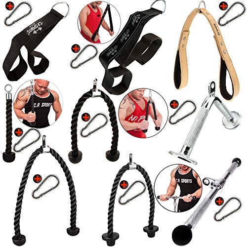 C.P.Sports One Hand Triceps Rope + Carabiner, Bodybuilding Fitness Strength Training Gym Accessories