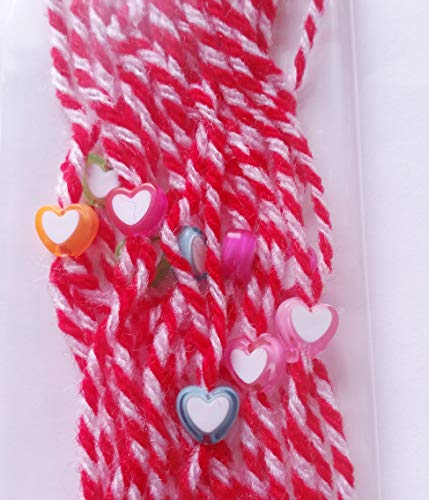 Crafts and Roses Regalo tradicional búlgaro MARTENITSA – Juego de 10 pulseras con elemento de corazón, hechas a mano Crafts and Roses Regalo tradicional búlgaro MARTENITSA – Juego de 10 pulseras con elemento de corazón, hechas a mano