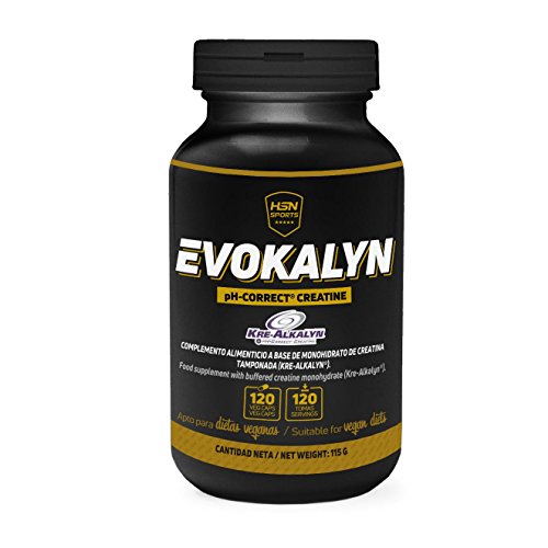 Creatina Alcalina Evokalyn de HSN | Kre-Alkalyn | Aumentar Masa Muscular & Rendimiento Deportivo: + Fuerza + Resistencia | Vegano, Sin Gluten, Sin Lactosa, 120 Cápsulas Vegetales