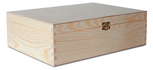 Creative Deco A4 Caja Madera para Decorar | 33,8 x 24,8 x 10 cm (+/- 1 cm) | con Tapa y Cerradura | Documentos Decoración Papeles Cartas Almacenaje Decoupage Herramientas Objetos de Valor Juguetes