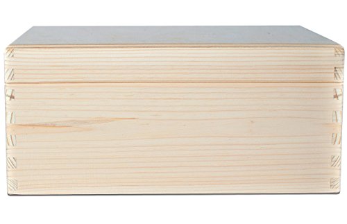 Creative Deco Grande Caja Madera para Decorar con Tapa | 30 x 20 x 14 cm (+/-1cm) | Cofre Decoración Decoupage | para Almacenaje de Documentos, Objetos, Juguetes, Herramientas | EN Bruto SIN LIJAR