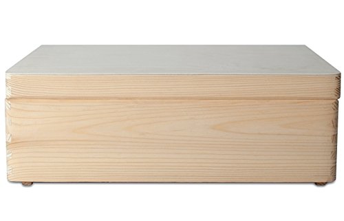 Creative Deco XL Grande Caja Madera para Decorar | 40 x 30 x 13 cm (+/-1cm) | con Tapa y Asas | Cofre Decoración Decoupage | Almacenar Documentos, Objetos, Juguetes, Herramientas | EN Bruto SIN LIJAR