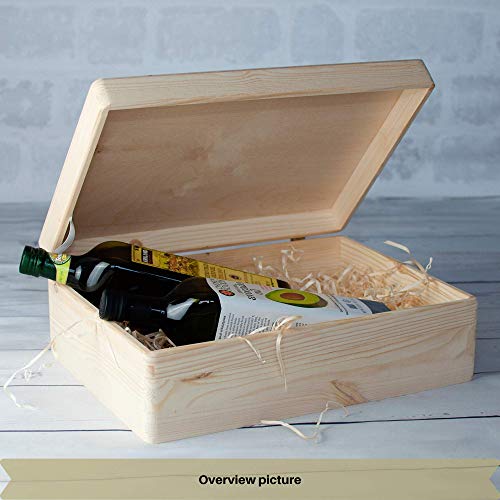 Creative Deco XL Grande Caja Madera para Decorar con Tapa | 40 x 30 x 14 cm (+/-1cm) | Cofre Decoración Decoupage | para Almacenaje de Documentos, Objetos, Juguetes, Herramientas | EN Bruto SIN LIJAR