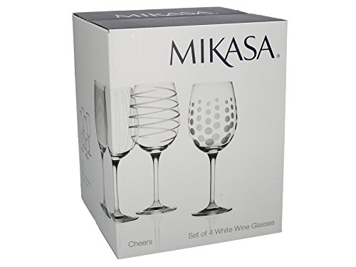 Creative Tops Mikasa Cheers de Cristal Copas de Vino Blanco, Juego de 4, Multi-Color