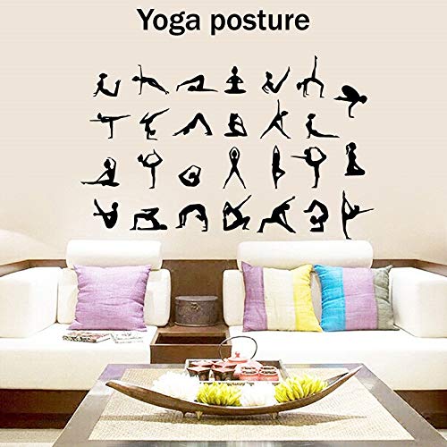 Creativo pose de yoga etiqueta de la pared vinilo arte extraíble cartel mural yoga studio dormitorio calcomanía decoración A4 57X73 CM Creativo pose de yoga etiqueta de la pared vinilo arte extraíble cartel mural yoga studio dormitorio calcomanía decoración A4 57X73 CM