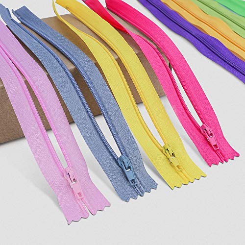 Cremalleras de Costura,Cremalleras de Colores,25 Colores Mixtos Cremalleras de Nylon, para Costurar Almohadas, Ropa, Falda, Pantalones,Sastre Artesanias de Costura 23CM