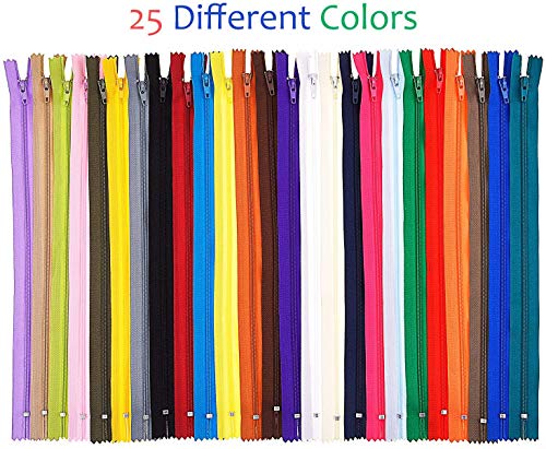 Cremalleras de Costura,Cremalleras de Colores,25 Colores Mixtos Cremalleras de Nylon, para Costurar Almohadas, Ropa, Falda, Pantalones,Sastre Artesanias de Costura 23CM