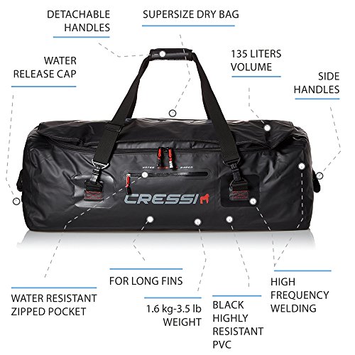 Cressi Gorilla Pro Bag Bolsa de Buceo, Unisex Adulto, Negro, 135 litros, XL