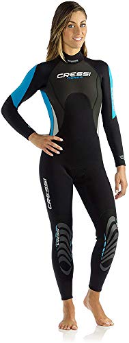 Cressi Morea Lady Monopiece Wetsuit 3mm Traje de Buceo Neopreno, Mujer, Negro/Turquesa/Plata, M/3